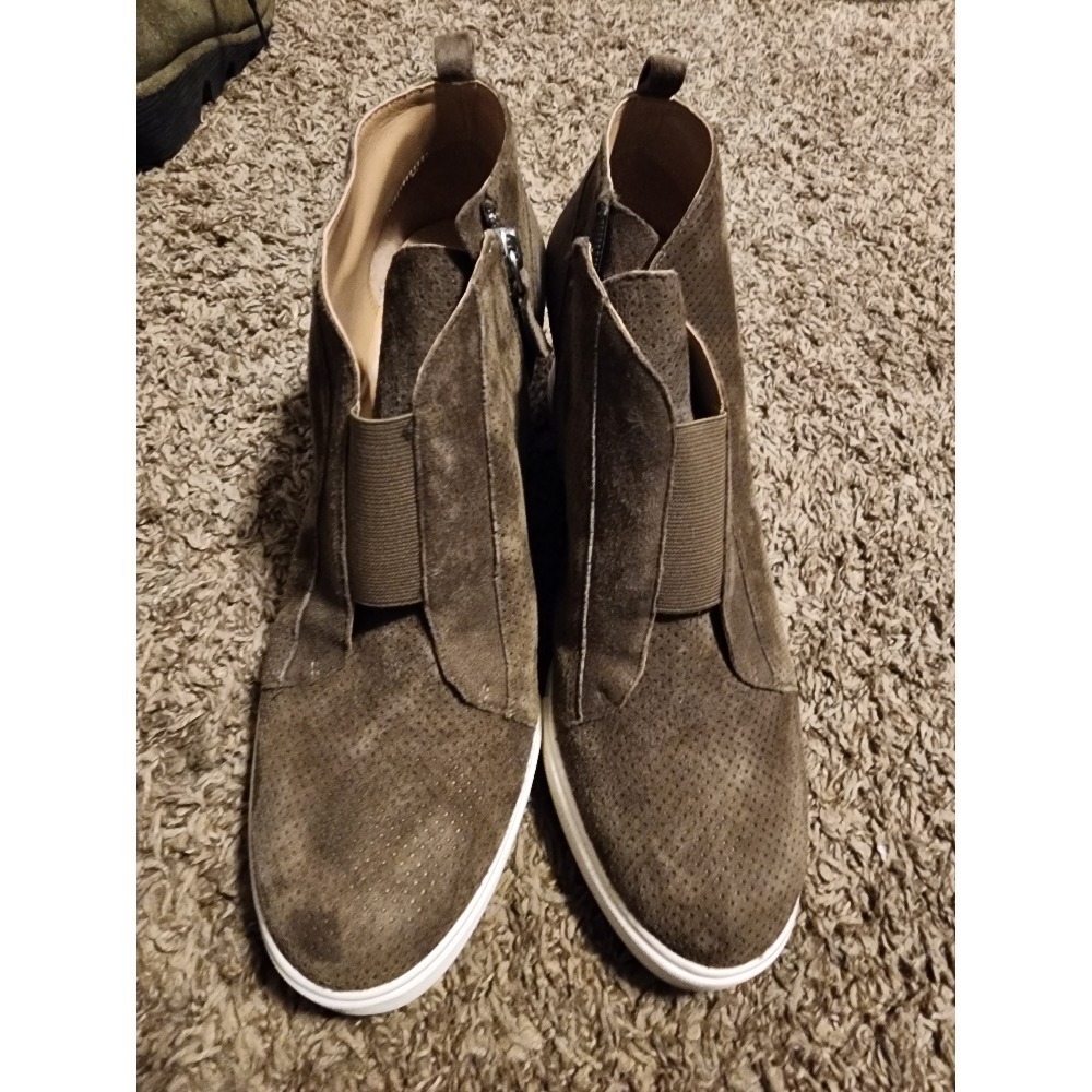 Paolo Suede Ankle Booties Perforated Slip‎ On Elastic Strap Casual Shoes